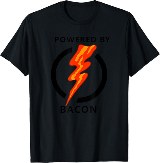 Funny Powered By Bacon Gift Kids And Toddlers T-Shirt - T-Shirt | Black