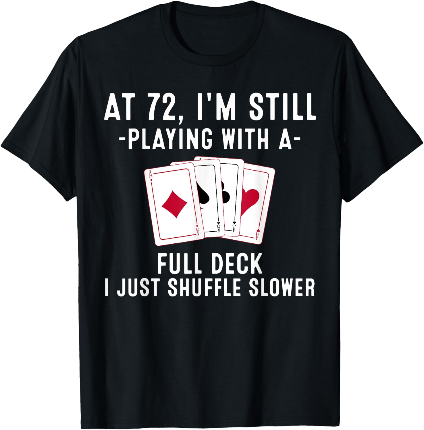Funny 72nd Birthday Gift 72 Year Old Cards Player T-Shirt - T-Shirt | Black