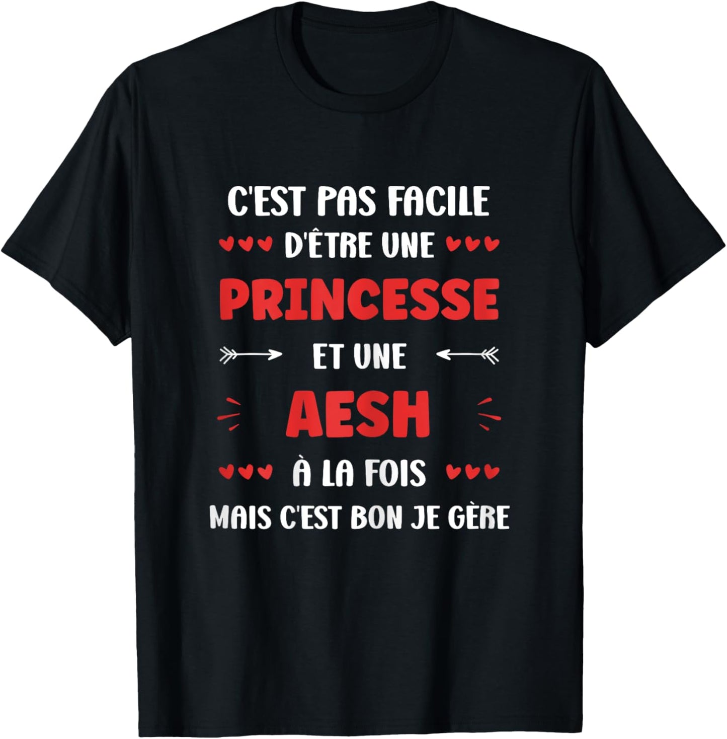 Start Occupation aesh Humour girl princess aesh , Black, Female X-Small T-Shirt - T-Shirt | Black