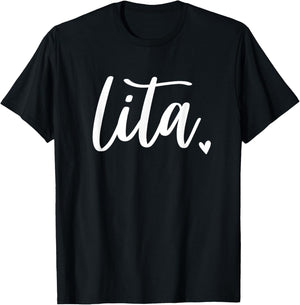 Lita Abuelita Cute Heart Abuela Spanish Grandma T-Shirt - T-Shirt | Black