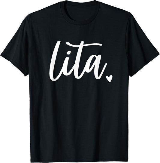 Lita Abuelita Cute Heart Abuela Spanish Grandma T-Shirt - T-Shirt | Black