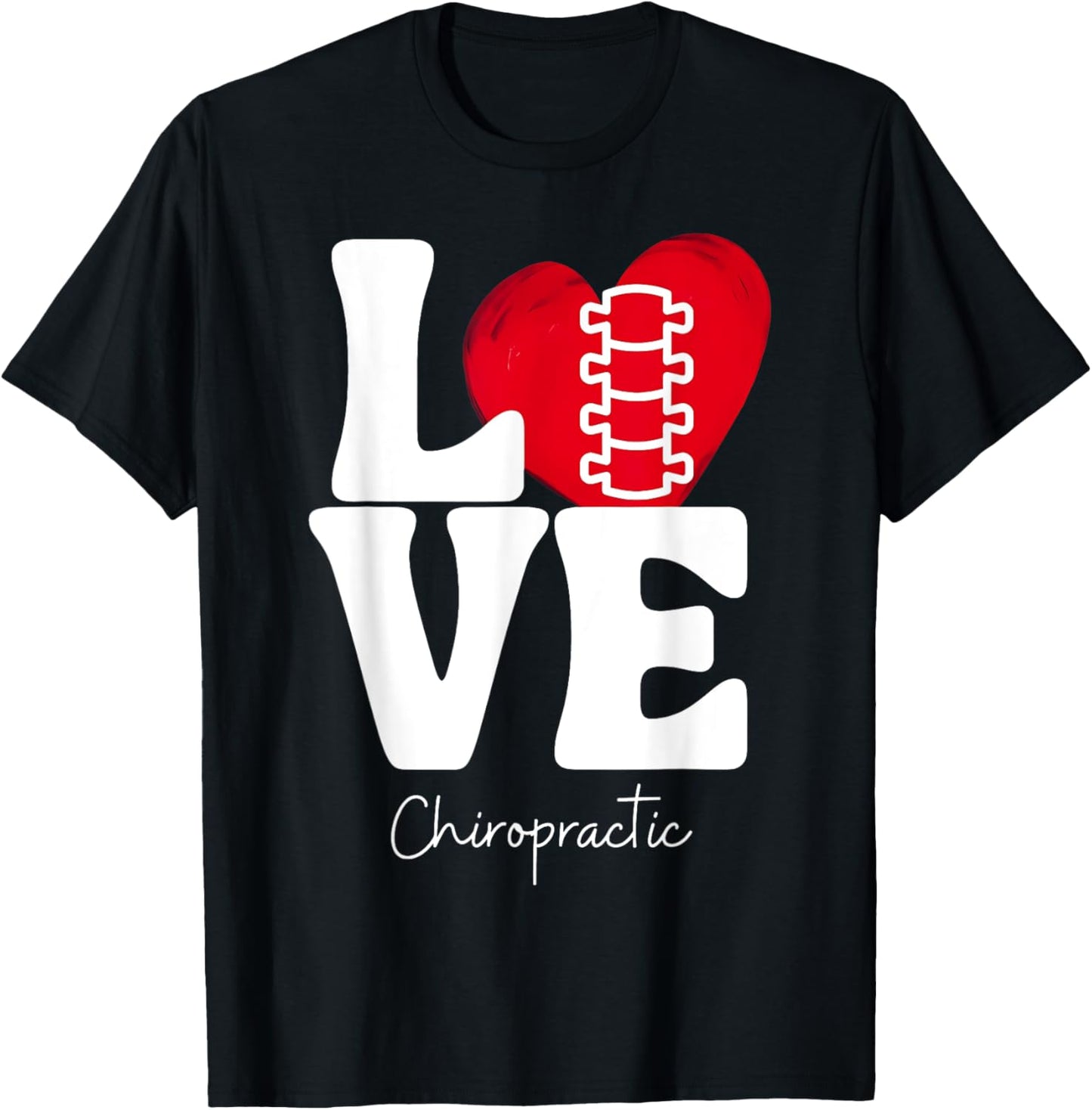 LOVE Retro Chiropractic Heart Spine Adjustment Chiropractor T-Shirt - T-Shirt | Black