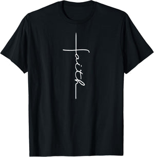 Faith Cross Christian T Shirt Women Kids T-Shirt - T-Shirt | Black