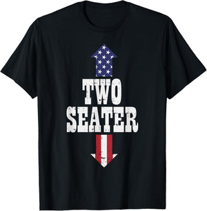Two Seater Funny USA 4th Of July Party Naughty Adult Gift T-Shirt - T-Shirt | Black