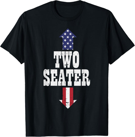 Two Seater Funny USA 4th Of July Party Naughty Adult Gift T-Shirt - T-Shirt | Black