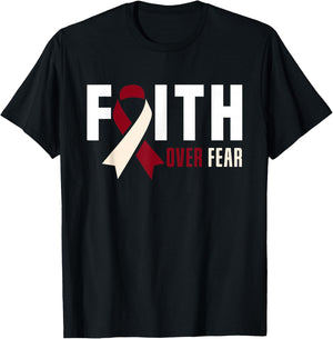 Faith Fear Jesus God Throat Oral Head Neck Cancer Awareness T-Shirt - T-Shirt | Black