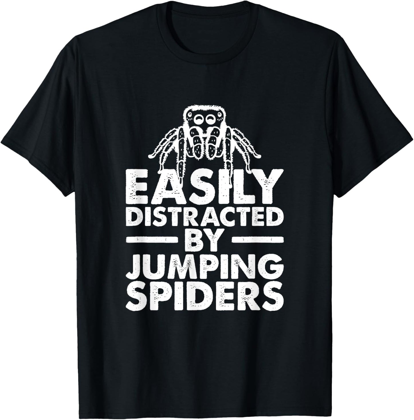 Easily Distracted By Jumping Spiders, Spider Lover T-Shirt - T-Shirt | Black