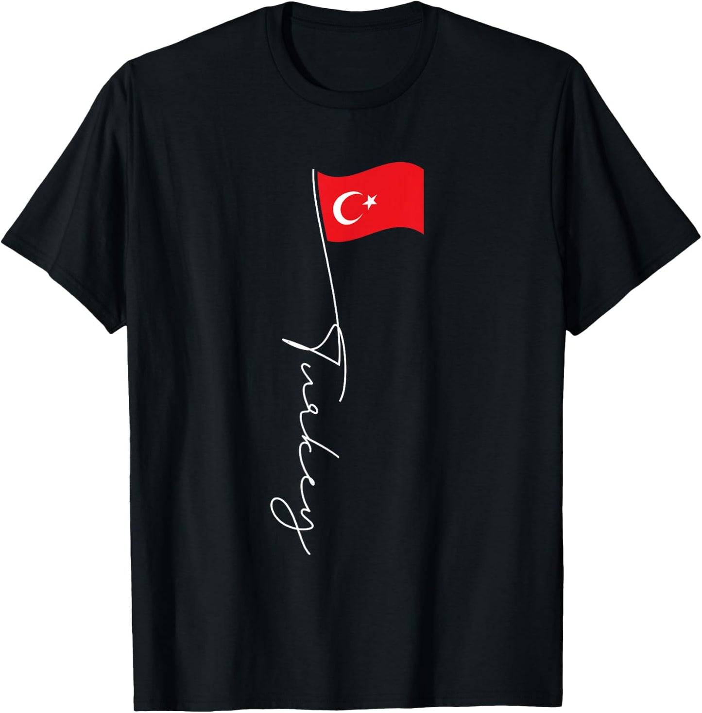 Turkey Signature Flag Pole - Elegant Patriotic Turkish Flag T-Shirt - T-Shirt | Black