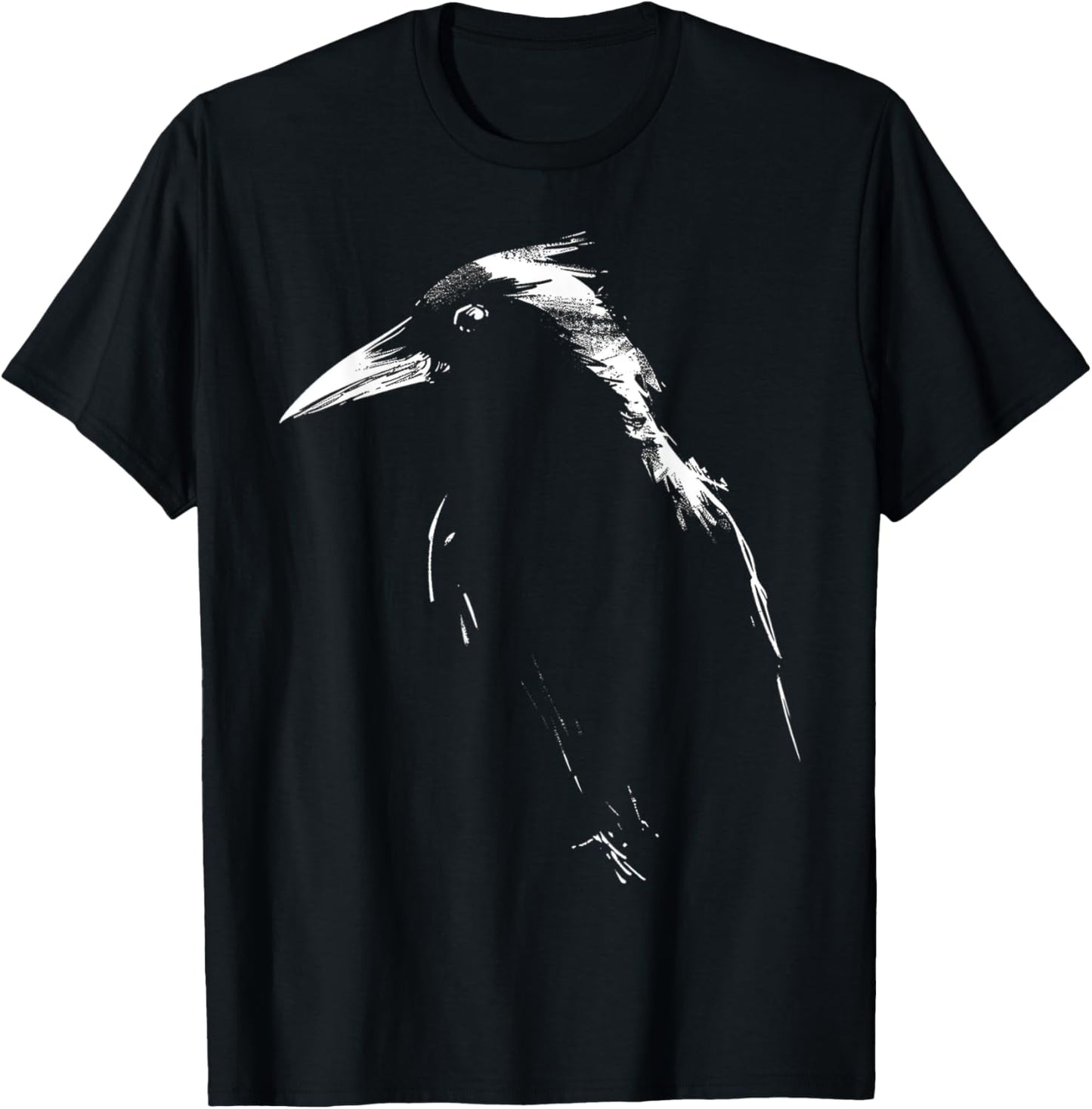 Raven Drawing Animal Art Bird Crow T-Shirt - T-Shirt | Black