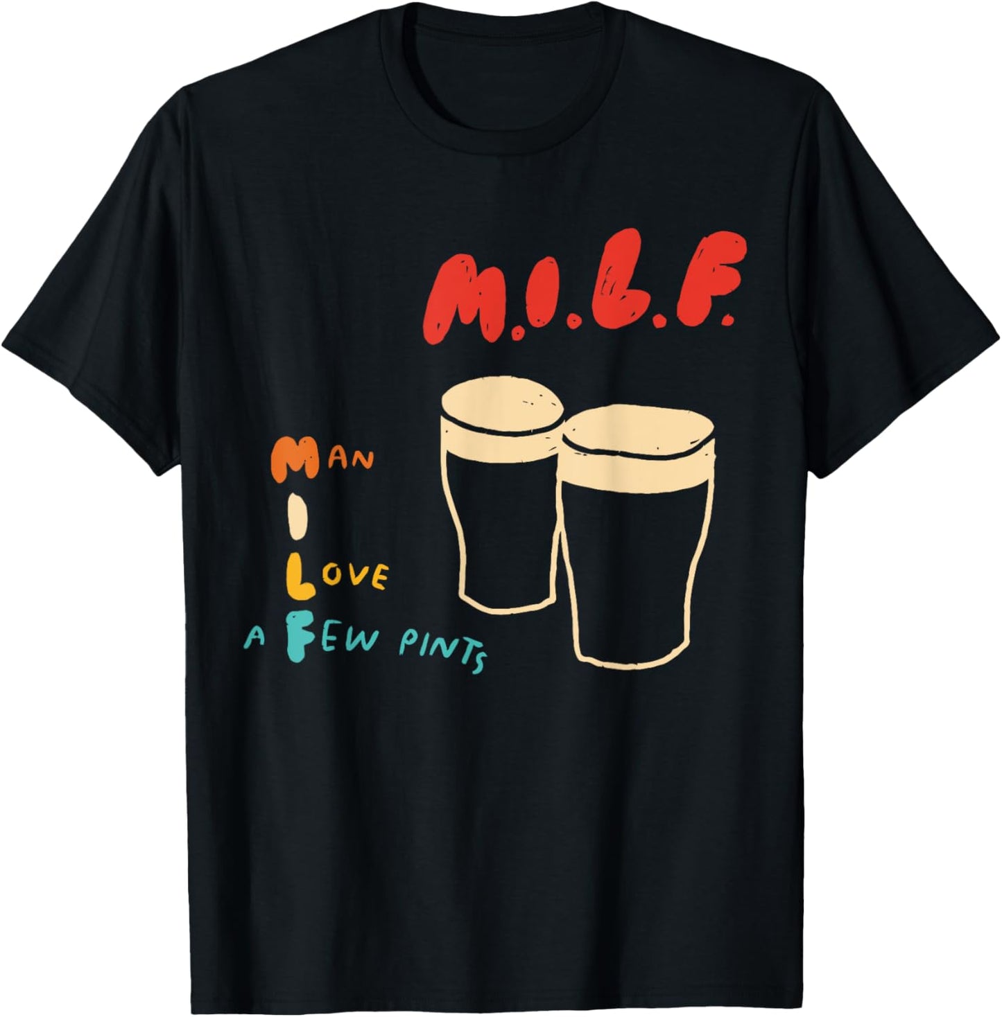 Man Love A Few Pints Retro Vintage T-Shirt - T-Shirt | Black