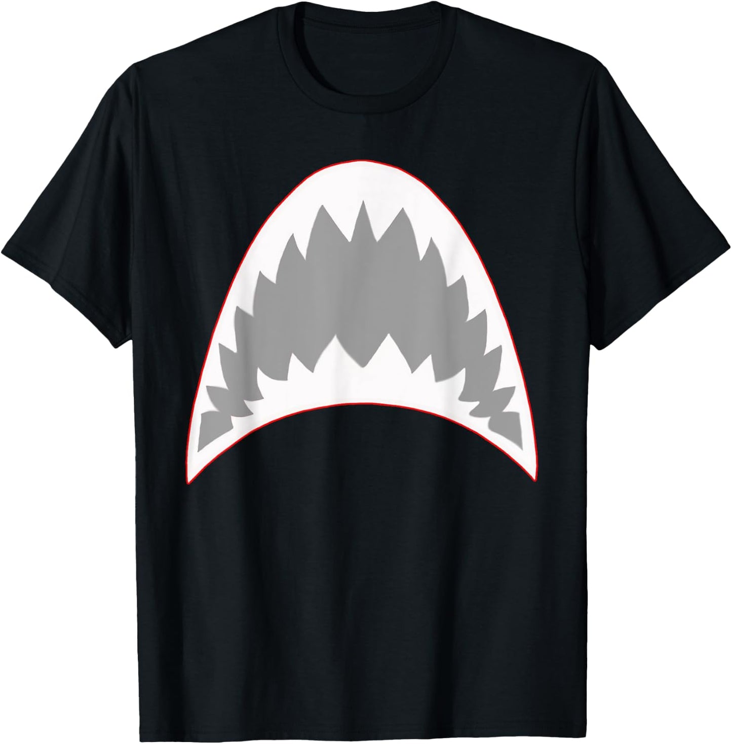 Shark Mouth Jaw Lazy Easy Costume For Halloween Party T-Shirt - T-Shirt | Black