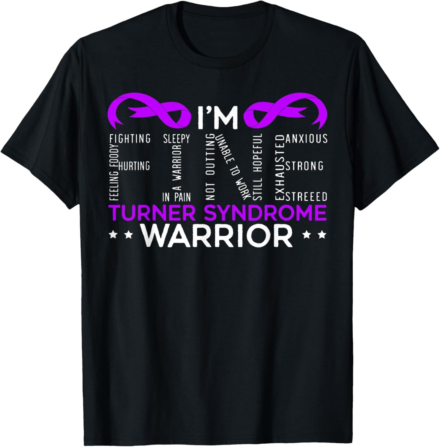 Turner Syndrome Awareness SteMi Apparel -Adults Black Cotton 65% Polyester 35% Classic Fit Collarless Short Sleeve Turner Syndrome Warrior Turner Syndrome Awareness Small T-Shirt - T-Shirt | Black
