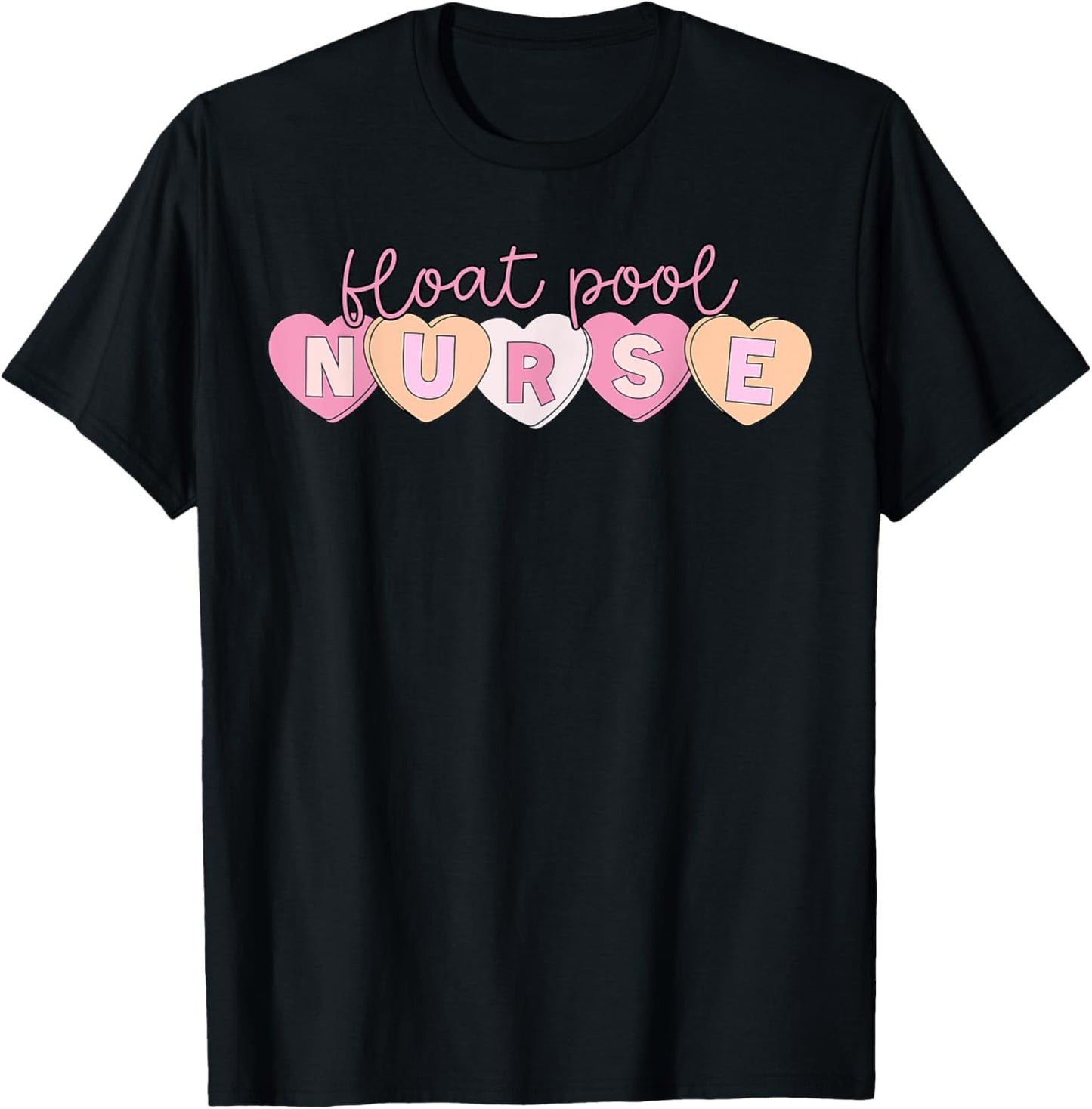 Retro Nurse Float Pool Valentines Heart ICU Med Surg Nurse T-Shirt - T-Shirt | Black