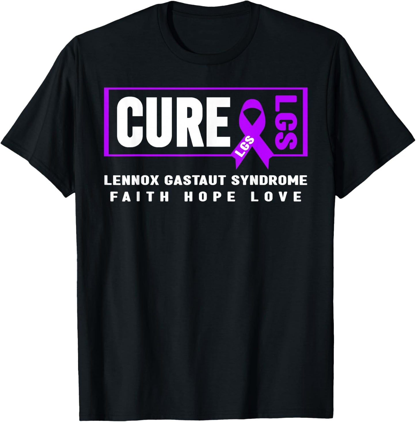 Purple Ribbon - LGS Cure, Lennox Gastaut Syndrome Awareness T-Shirt - T-Shirt | Black