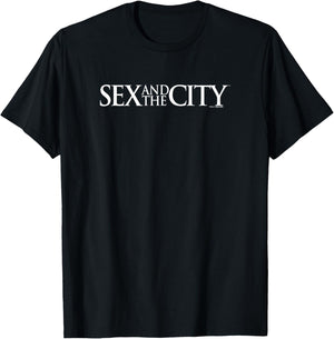 Sex and The City White Text Logo RomCom Y2K TV Show T-Shirt - T-Shirt | Black