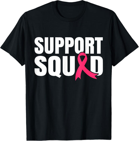 Breast Cancer Warrior Support Squad Breast Cancer Awareness T-Shirt - T-Shirt | Black