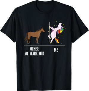 70th Birthday Unicorn Funny 70 Years Old Andere ich Women T-Shirt - T-Shirt | Black