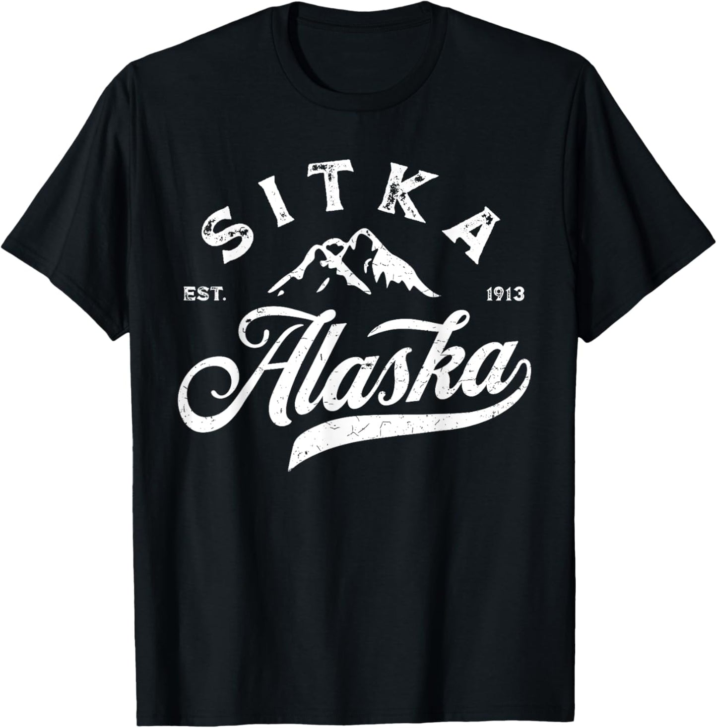 Vintage Sitka Alaska AK Mountains Family Vacation Souvenir T-Shirt - T-Shirt | Black