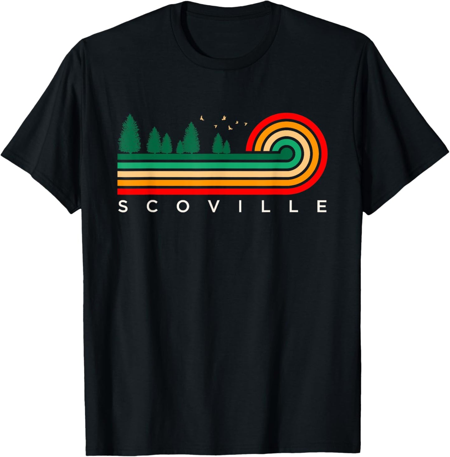 Evergreen Vintage Stripes Scoville, Idaho T-Shirt - T-Shirt | Black