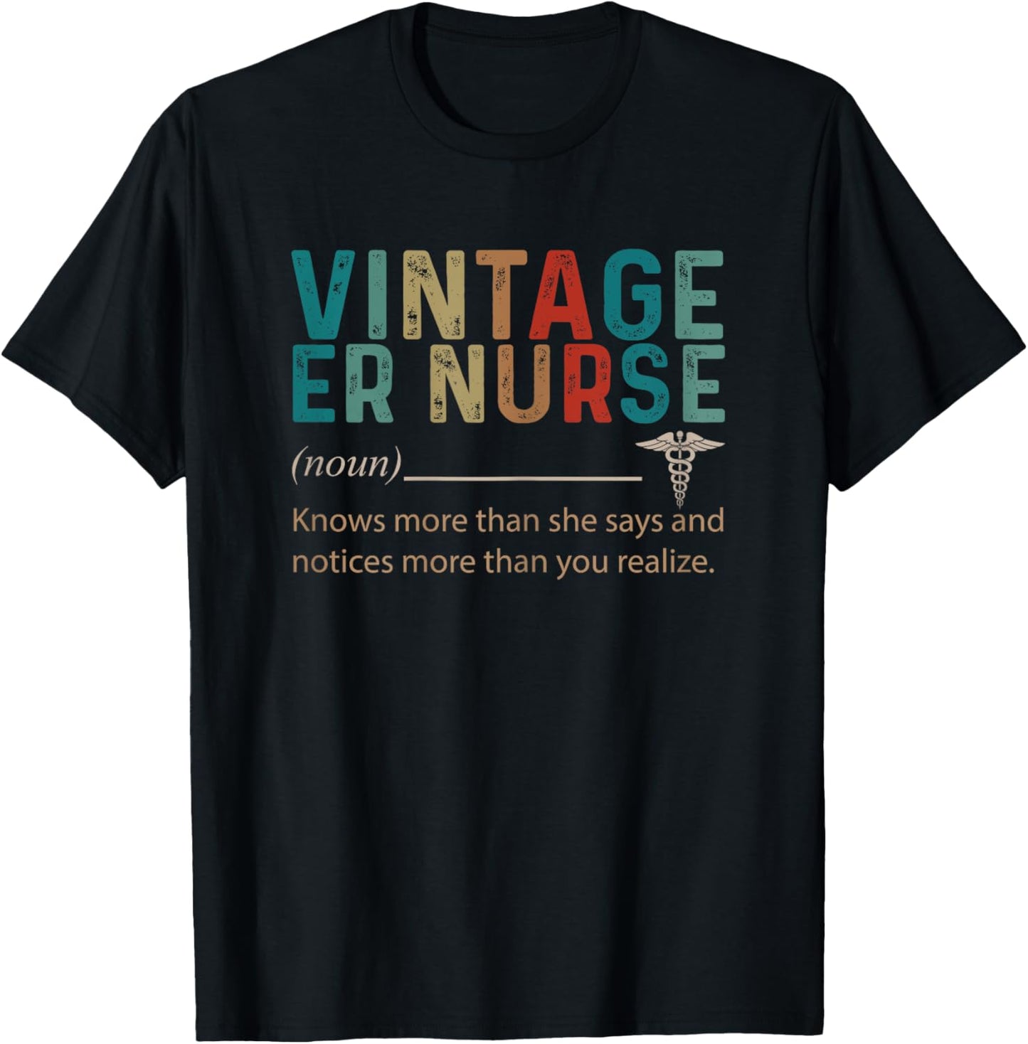 Vintage ER Nurse Noun Retro Style 60s 70s 80s T-Shirt - T-Shirt | Black