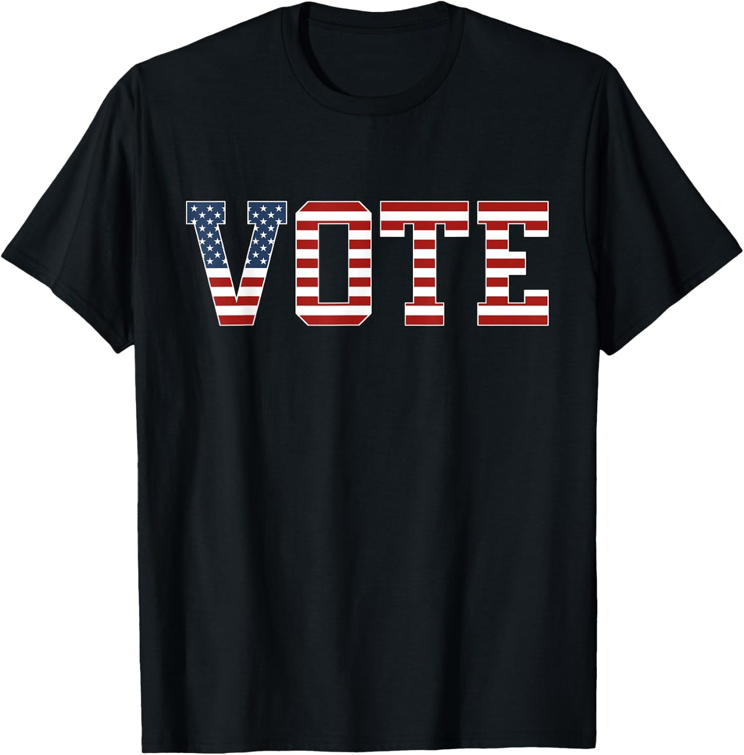 Vote Women Men Red White Blue American Flag 2024 Elections T-Shirt - T-Shirt | Black