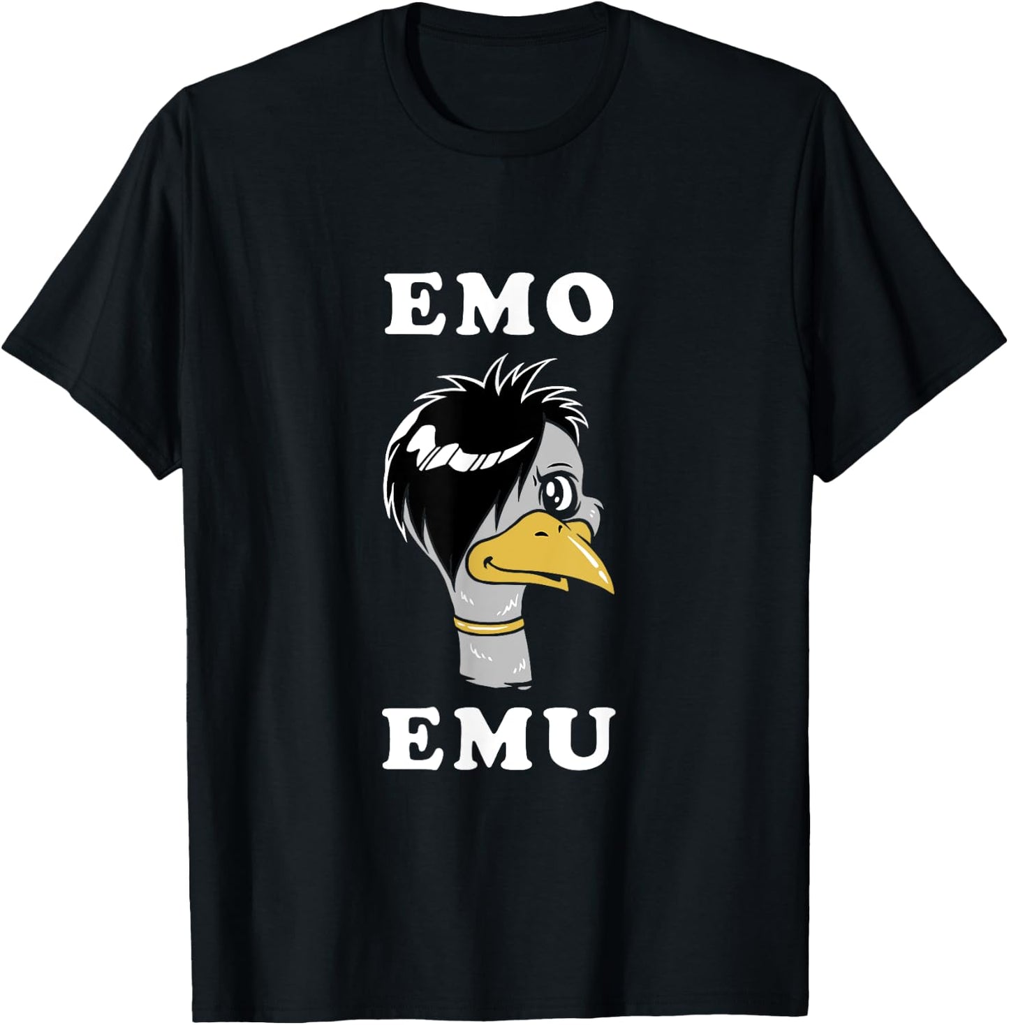 Emo Emu - Funny Metal Goth Emu Bird T-Shirt - T-Shirt | Black