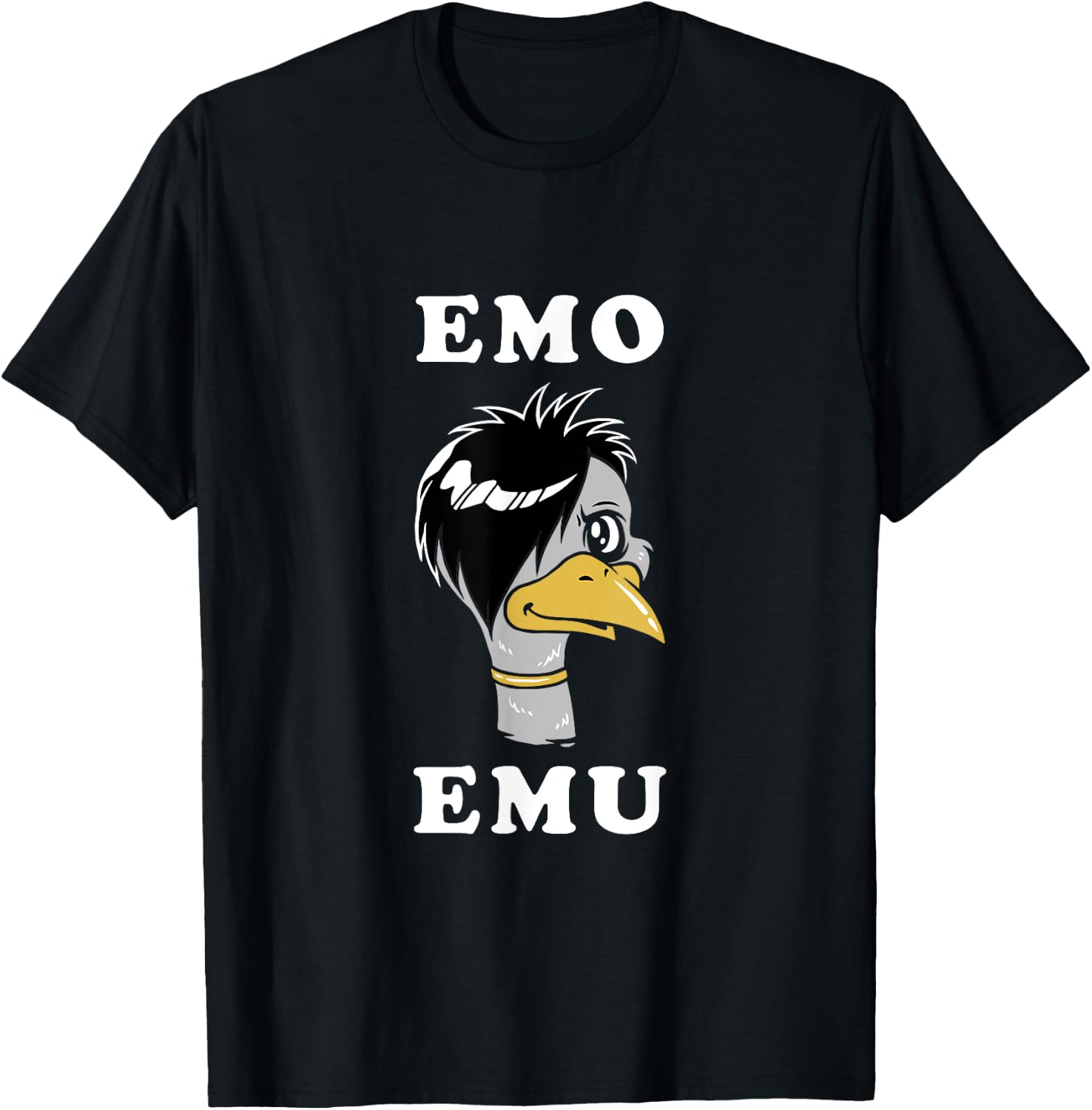Emo Emu - Funny Metal Goth Emu Bird T-Shirt - T-Shirt | Black