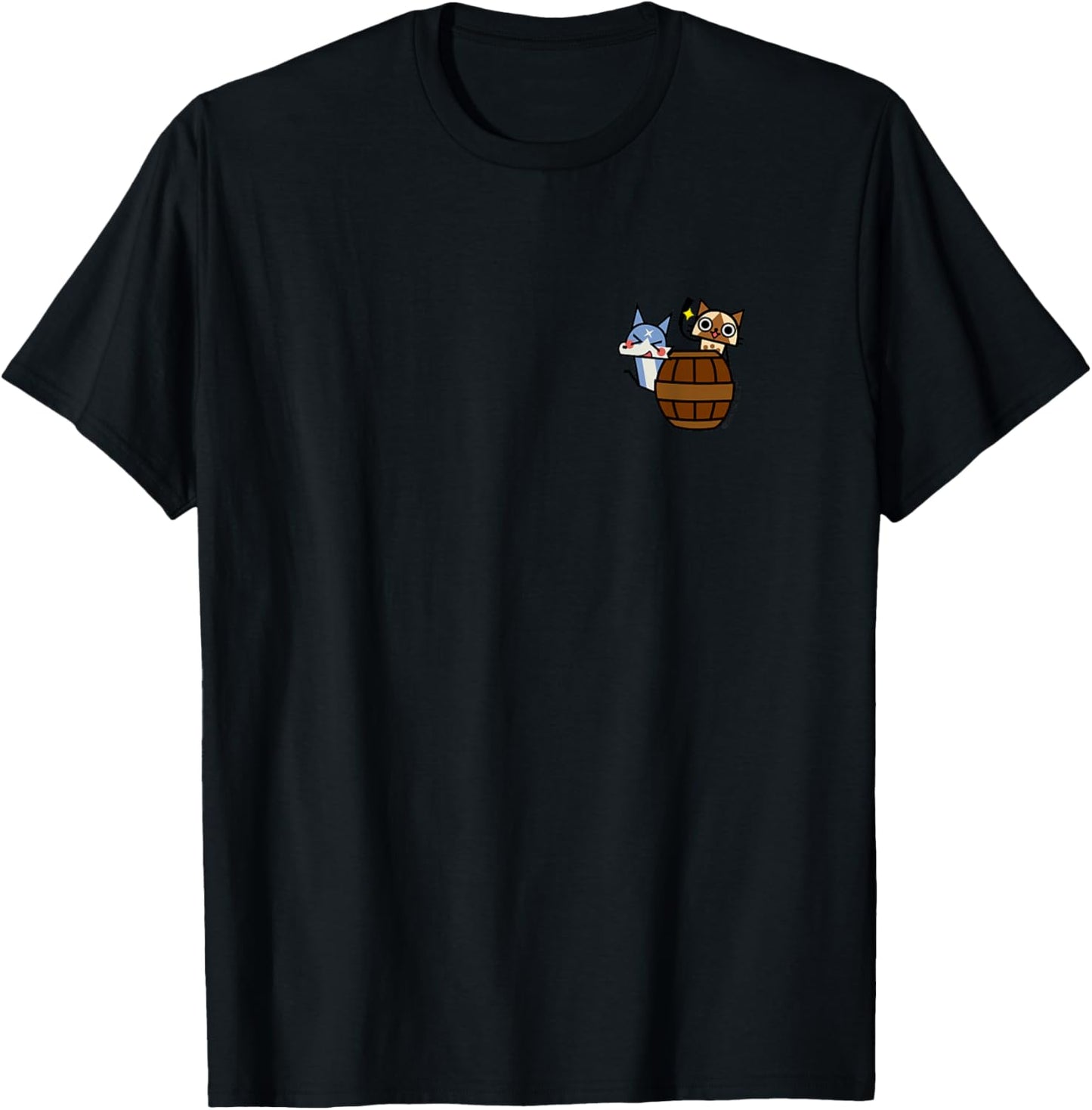 Monster Hunter Rise: Sunbreak Palamute＆Palico (Barrel) Small T-Shirt - T-Shirt | Black