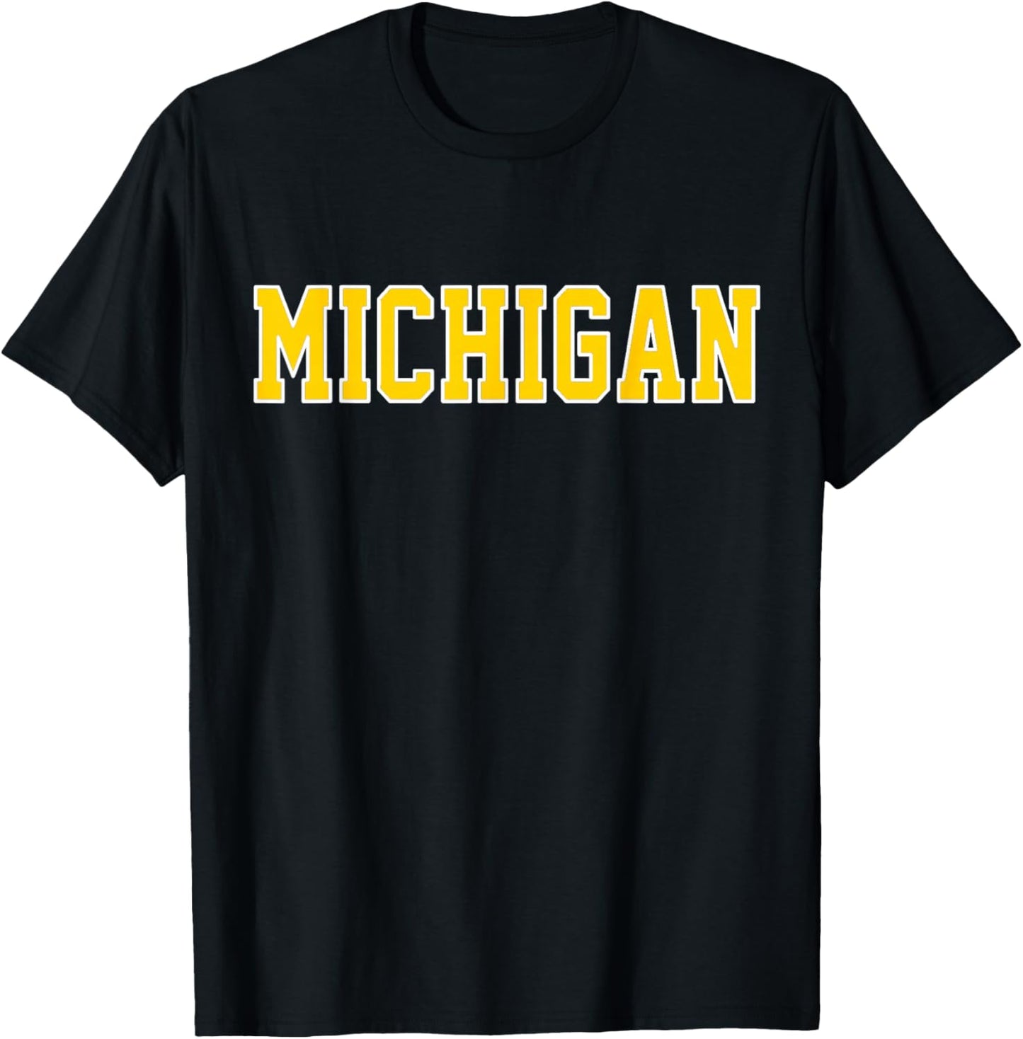 Vintage Michigan Men Michigan Women Retro Yellow T-Shirt - T-Shirt | Black