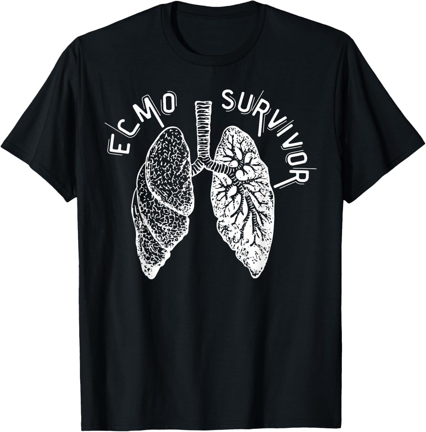 Retro Lungs ECMO Survivor ECMO Oxygenator Nurse Hospital T-Shirt - T-Shirt | Black