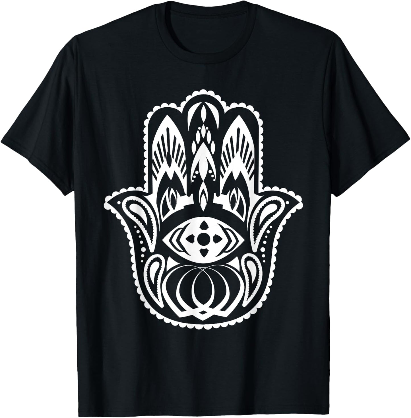 Spiritual Hamsa Hand Fatima Palm Good Luck Eye Khamsa Gifts T-Shirt - T-Shirt | Black