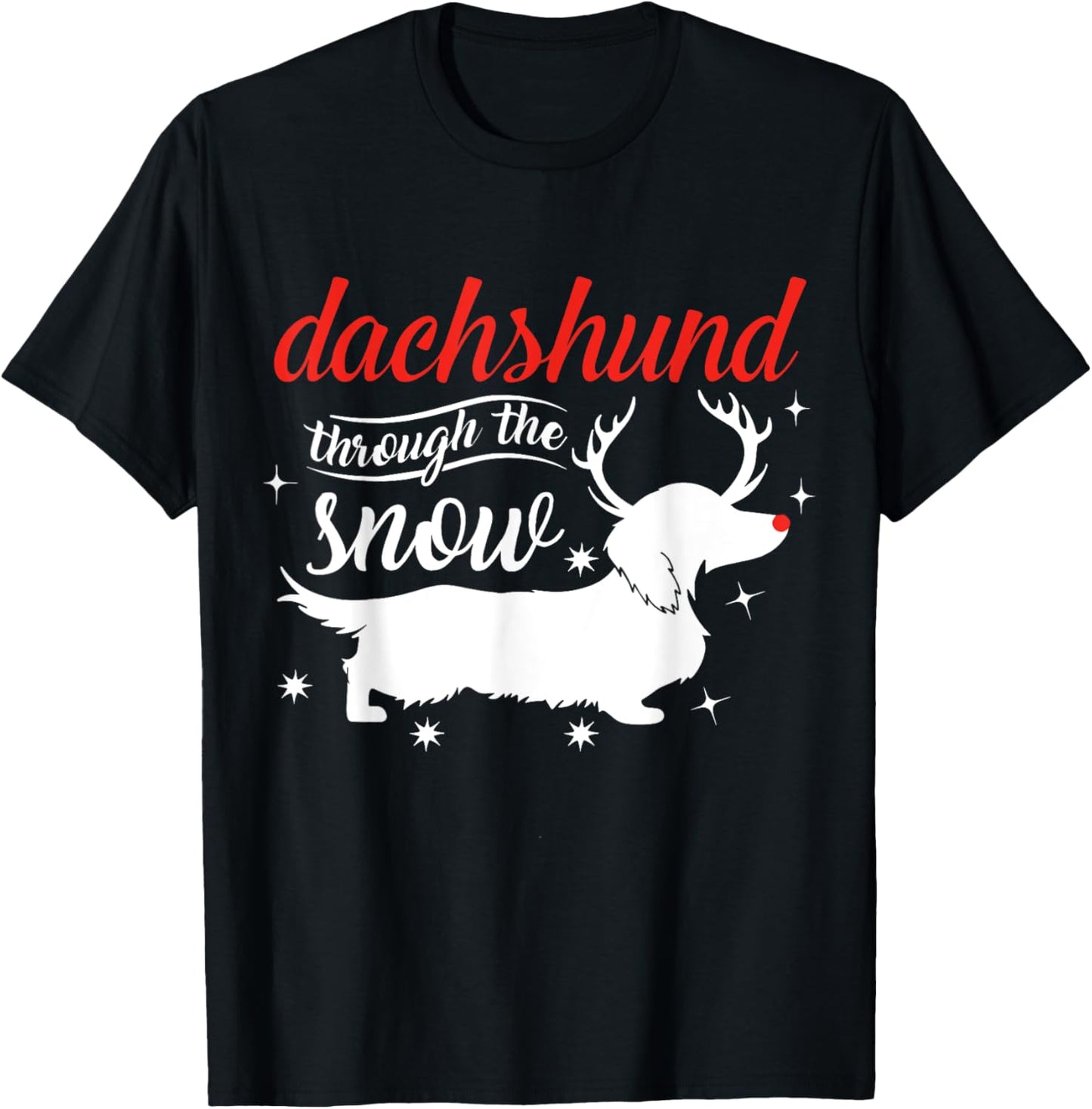 Dachshund Dog Through the Snow Weiner Dachshund T-Shirt - T-Shirt | Black