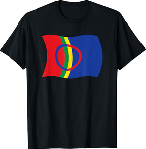 Wavy Flag of the Sami People Lapland Sapmi Norway Shirt T-Shirt - T-Shirt | Black