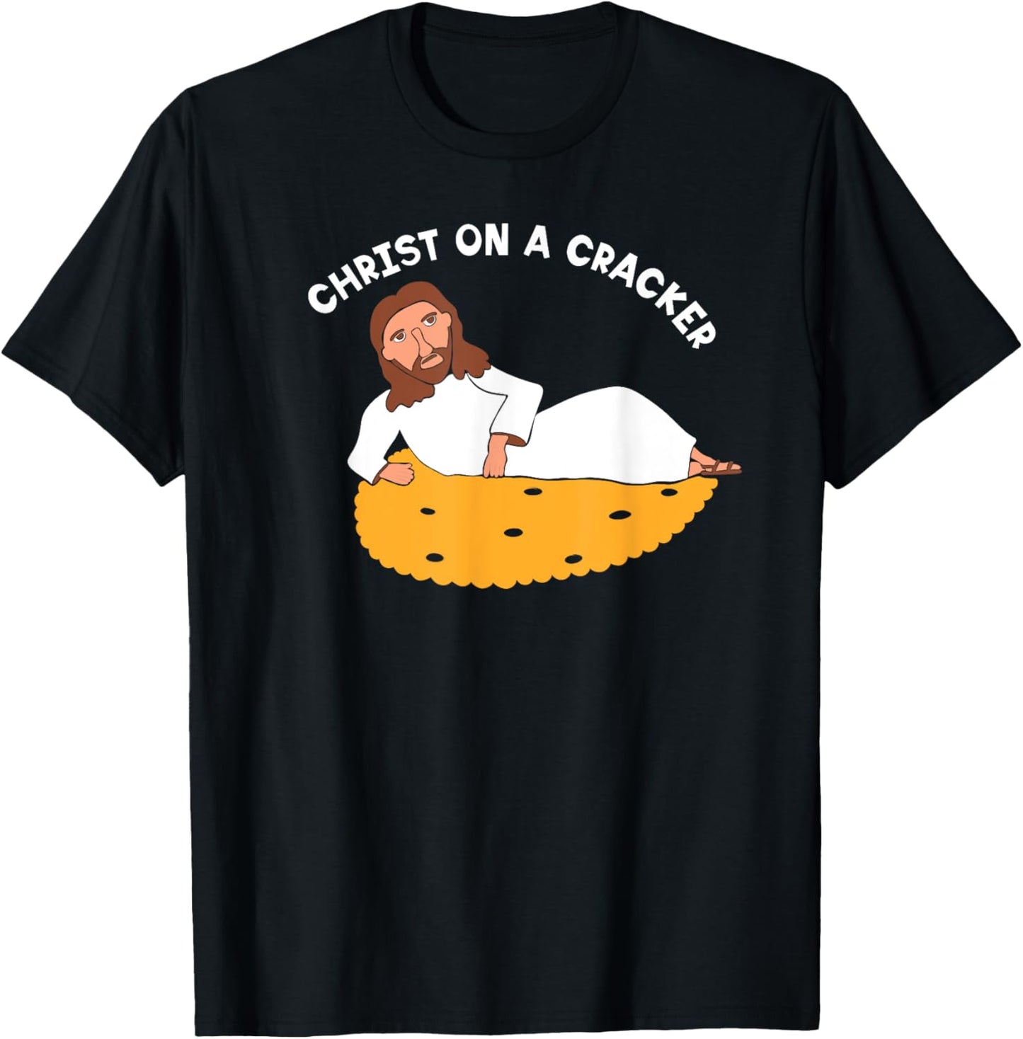 Christ on a Cracker Funny Cartoon Jesus Graphic T-Shirt - T-Shirt | Black