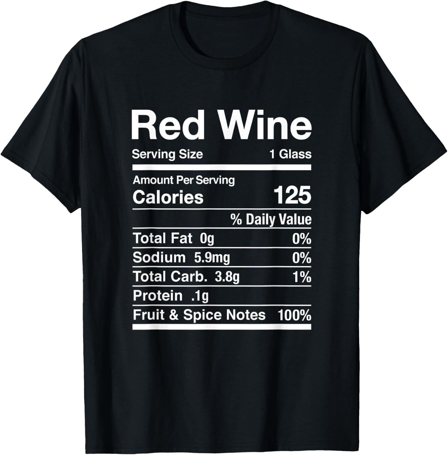 Red Wine Nutrition Facts Thanksgiving Matching T-Shirt - T-Shirt | Black
