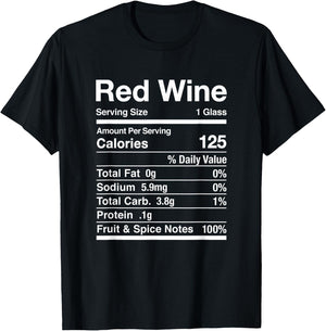 Red Wine Nutrition Facts Thanksgiving Matching T-Shirt - T-Shirt | Black