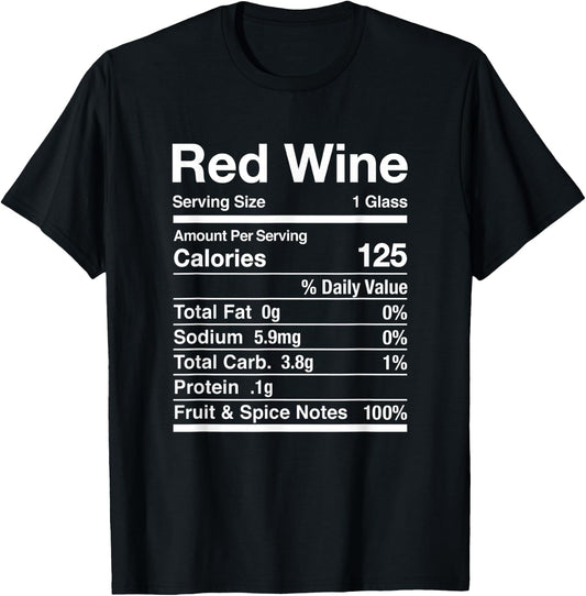 Red Wine Nutrition Facts Thanksgiving Matching T-Shirt - T-Shirt | Black