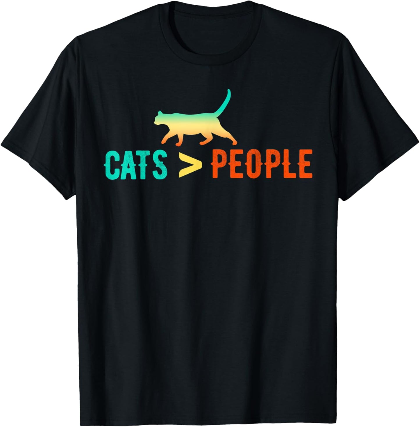 Cats are Greater or Better than People Introvert Design T-Shirt - T-Shirt | Black