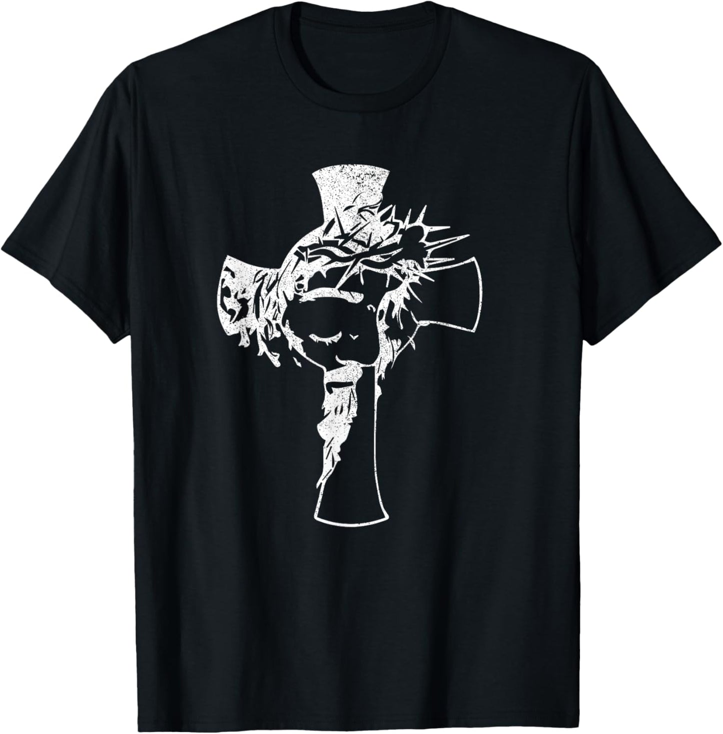Christ Face in Cross Vintage Bible Verse Religious T-Shirt - T-Shirt | Black