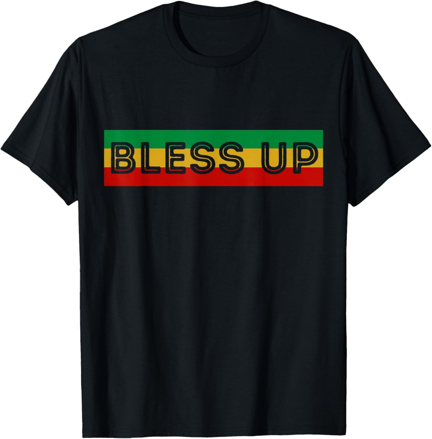 Bless Up Reggae Music Rasta T-Shirt - T-Shirt | Black