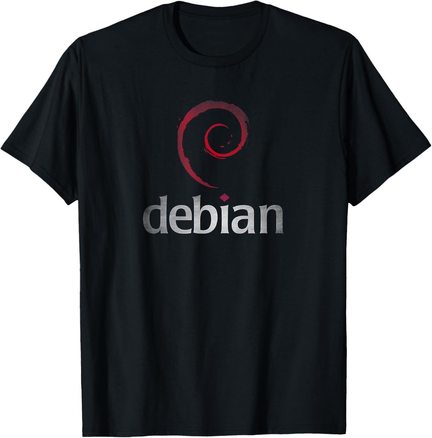 Debian Linux lover worn logo Open Source retro style dev T-Shirt - T-Shirt | Black
