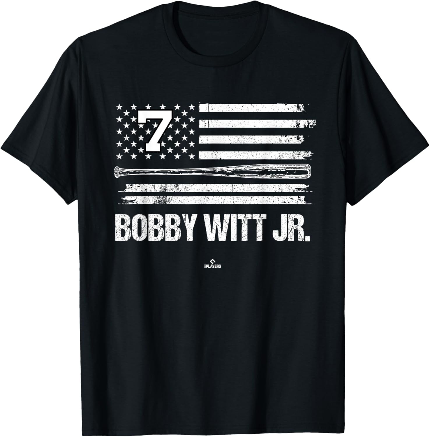 USA Flag Bat Bobby Witt Jr. Kansas City Baseball MLBPA T-Shirt - T-Shirt | Black
