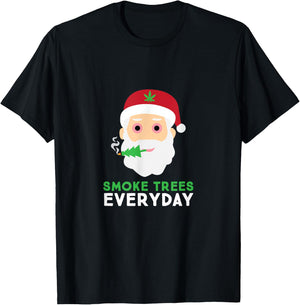 Funny Adult Christmas Tree Pajama Shirt Weed Gift T-Shirt - T-Shirt | Black