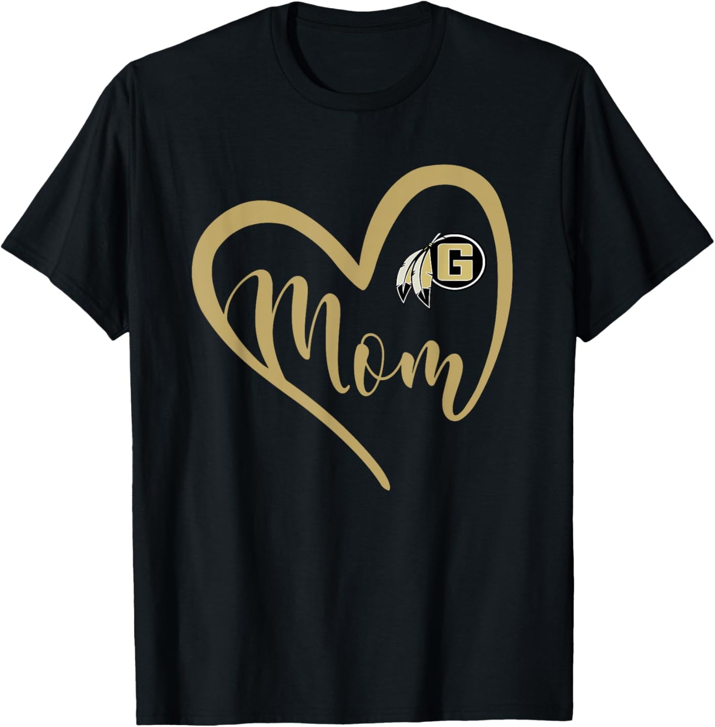Gaffney Indians Logo Heart Mom HS T-Shirt - T-Shirt | Black