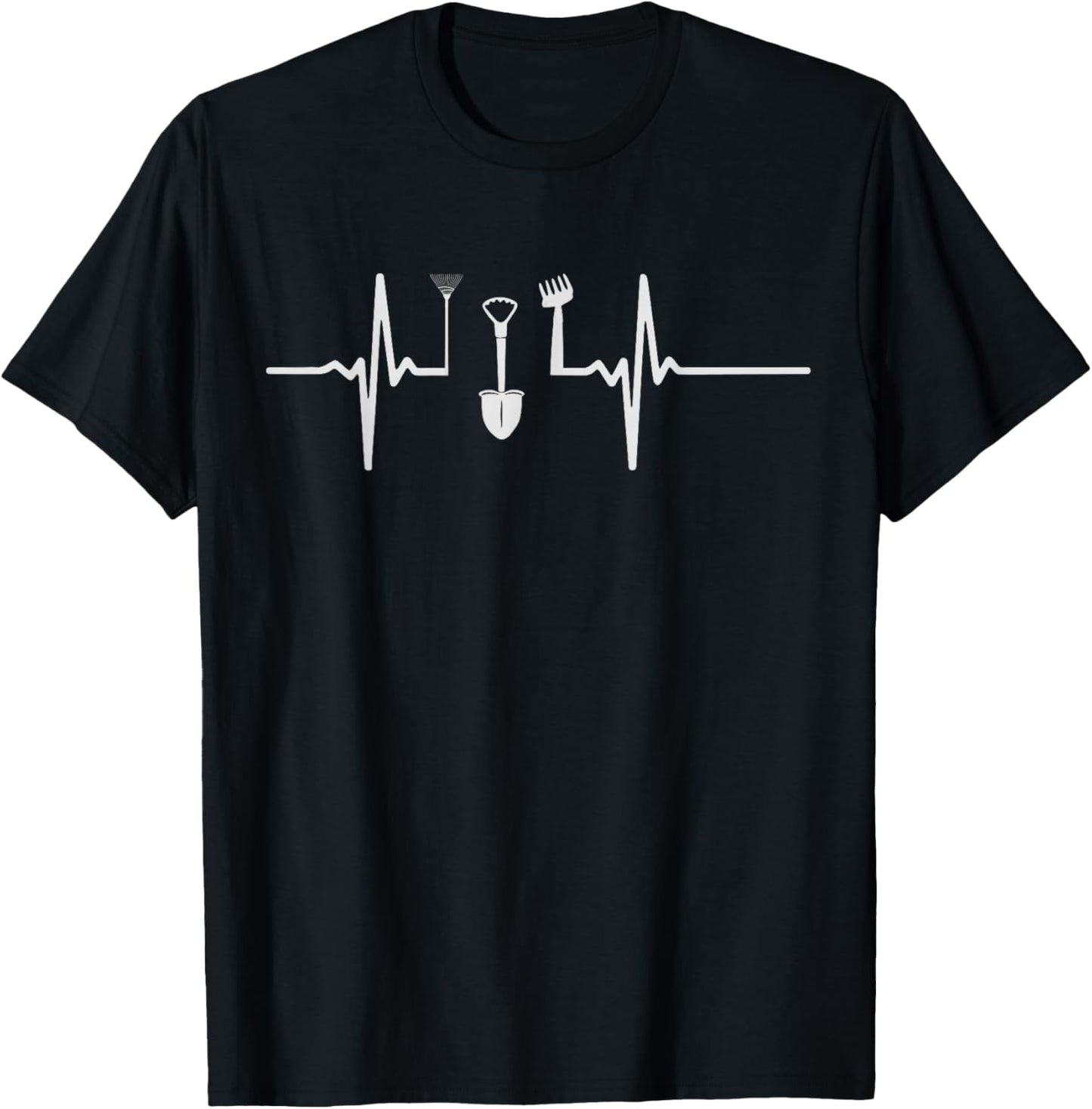 Gardening Heartbeat Garden Plants Lover Dad & Mom Gardener T-Shirt - T-Shirt | Black