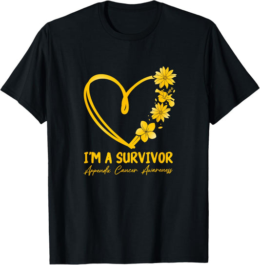 I'm a Survivor. Appendix Cancer Awareness T-Shirt - T-Shirt | Black