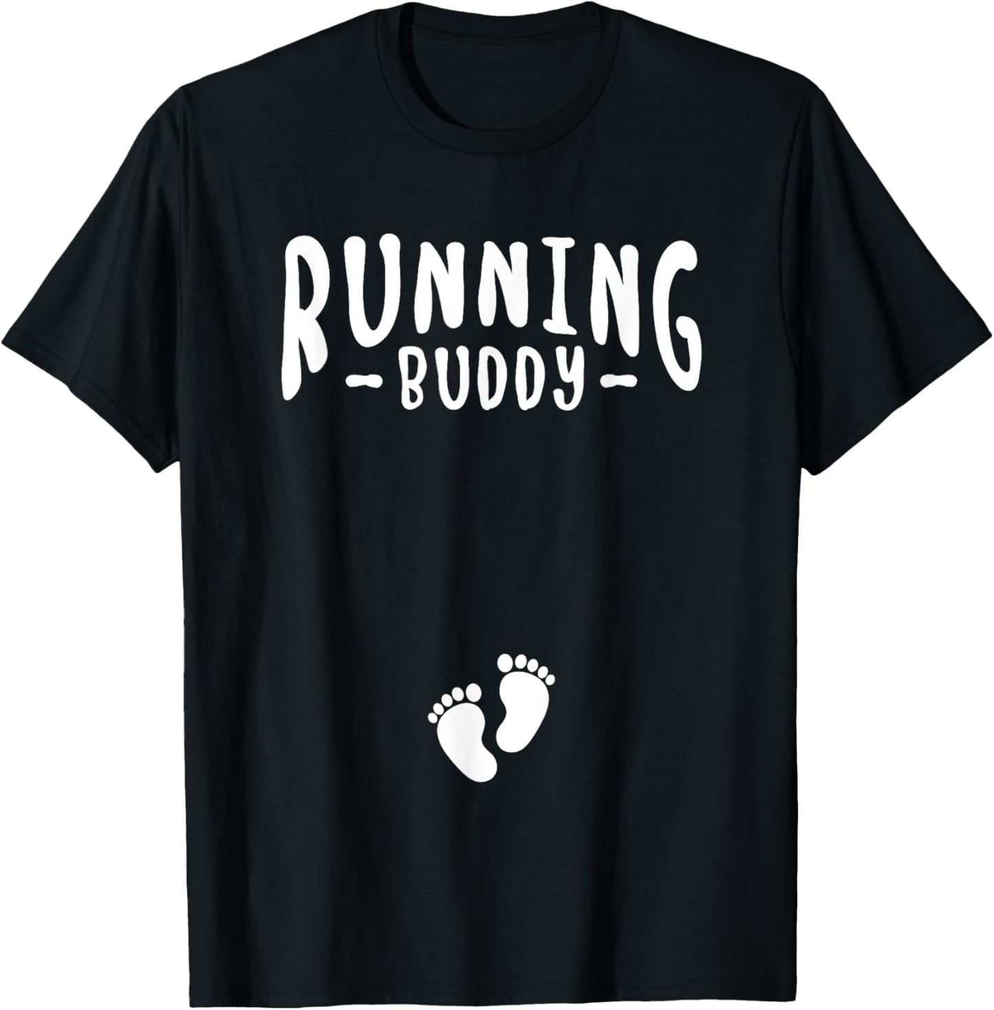 Running Buddy Cute Pregnancy Announcement Boy Girl T-Shirt - T-Shirt | Black