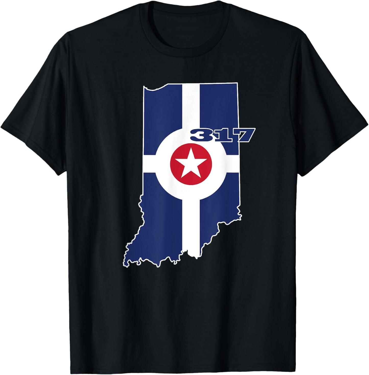 317 Circle City Flag Indianapolis Indiana - Naptown T-Shirt - T-Shirt | Black