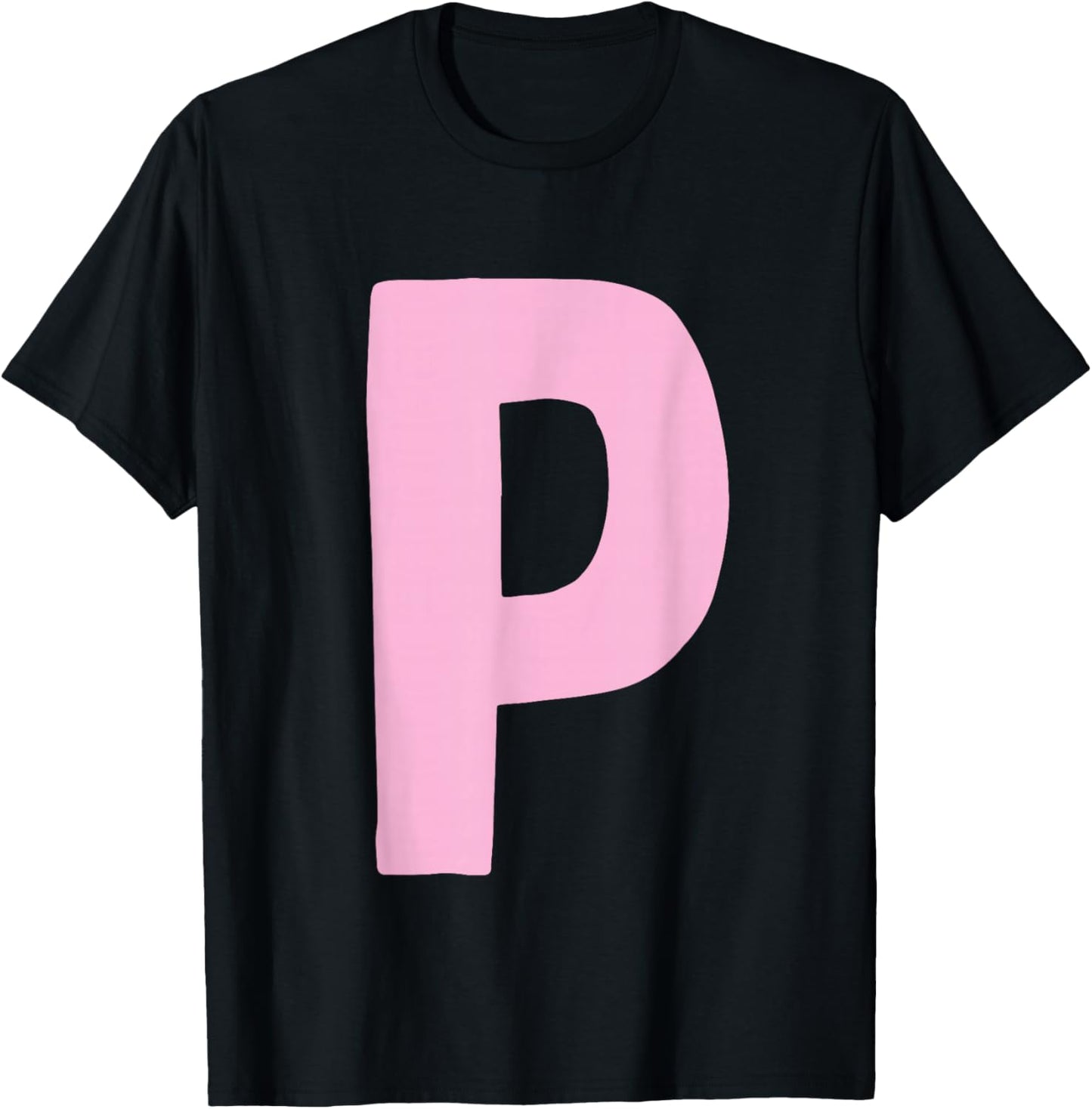 Letter P Big and Bold in Pink T-Shirt - T-Shirt | Black