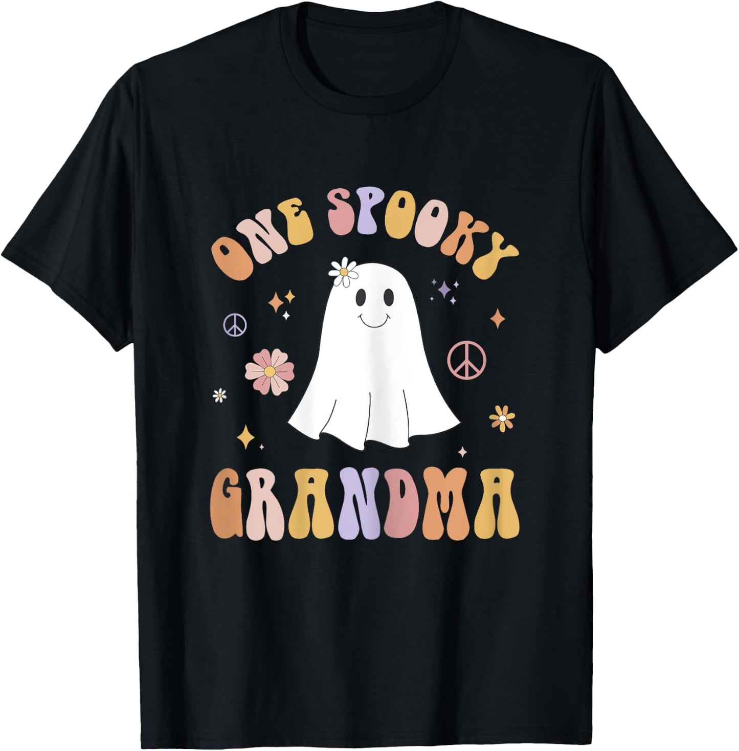 One Spooky Grandma First Birthday Retro Halloween Ghost Boo T-Shirt - T-Shirt | Black
